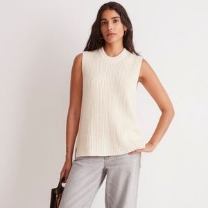 Madewell Chunky Ribbed Long Cotton Sweater Tank Women's Sz XXS NWT Cream
